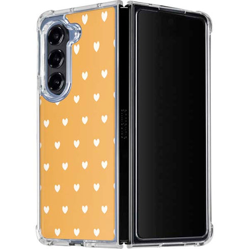 Yellow and White Hearts Galaxy Z Fold5 5G Clear Case