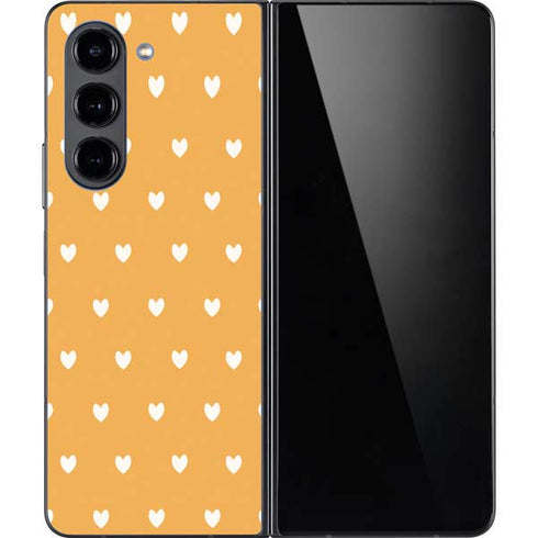 Yellow and White Hearts Galaxy Z Fold5 5G Skin