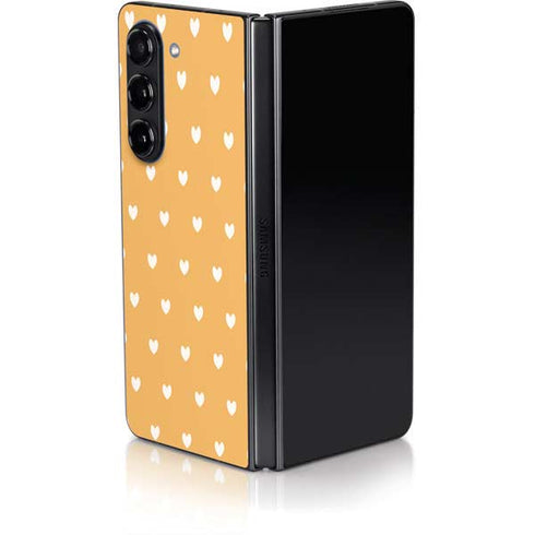 Yellow and White Hearts Galaxy Z Fold5 5G Skin