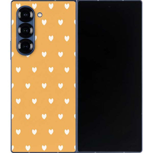 Yellow and White Hearts Galaxy Z Fold6 Skin