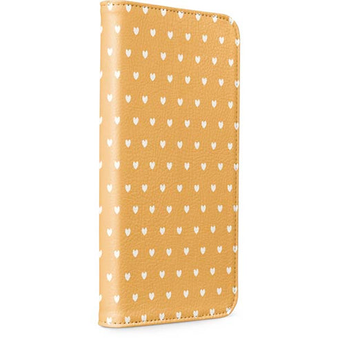 Yellow and White Hearts iPhone 15 Folio Case