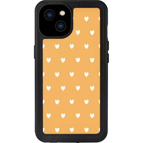Yellow and White Hearts iPhone 15 Plus Waterproof Case