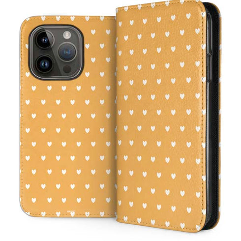 Yellow and White Hearts iPhone 15 Pro Folio Case