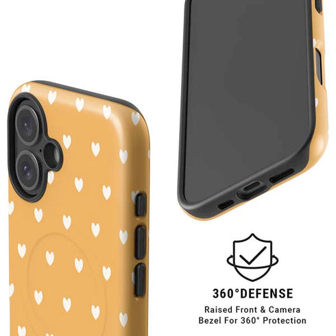 Yellow and White Hearts iPhone 16 Magsafe Impact Case