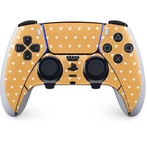 Yellow and White Hearts PS5 DualSense Edge Pro Controller Skin