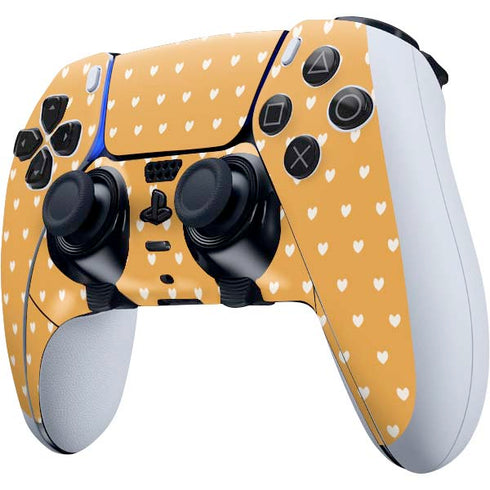 Yellow and White Hearts PS5 DualSense Edge Pro Controller Skin