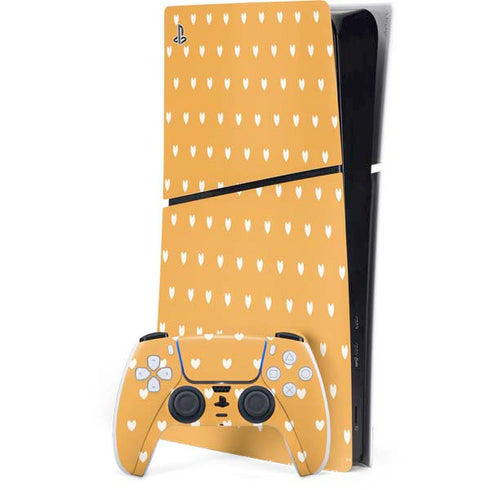 Yellow and White Hearts PlayStation PS5 Skins