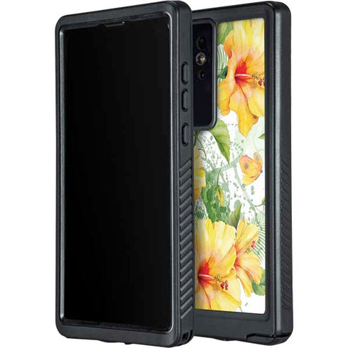 Yellow Hibiscus Galaxy S24 Ultra Waterproof Case