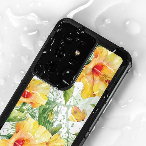 Yellow Hibiscus Galaxy S24 Ultra Waterproof Case