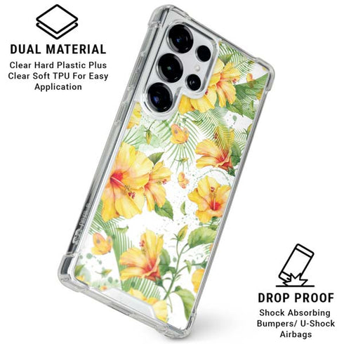 Yellow Hibiscus Galaxy S25 Ultra Clear Case