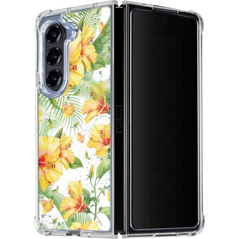 Yellow Hibiscus Galaxy Z Fold5 5G Clear Case