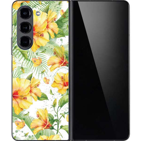 Yellow Hibiscus Galaxy Z Fold5 5G Skin