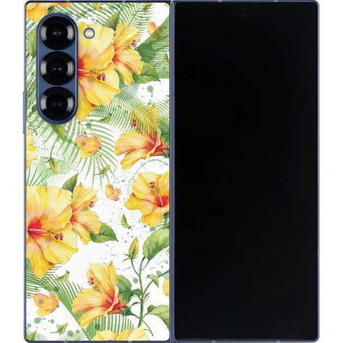 Yellow Hibiscus Galaxy Z Fold6 Skin
