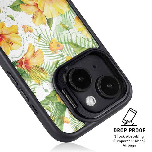 Yellow Hibiscus iPhone 15 Kickstand Case
