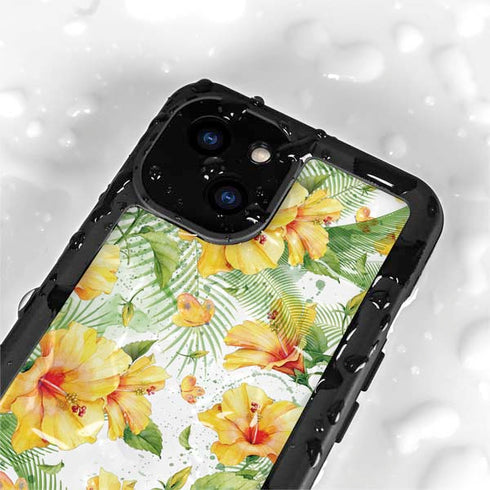 Yellow Hibiscus iPhone 15 Plus Waterproof Case