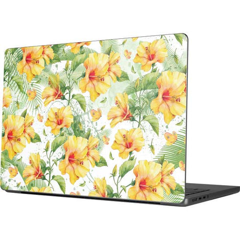 Yellow Hibiscus Apple MacBook Pro 14-inch Skin