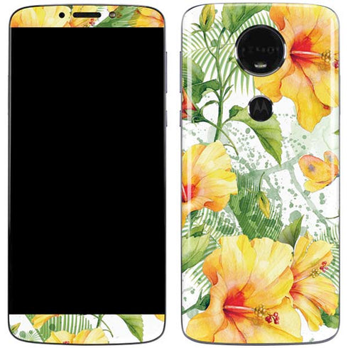 Yellow Hibiscus Moto E5 Plus Skin