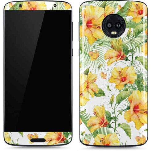Yellow Hibiscus Moto G6 Skin