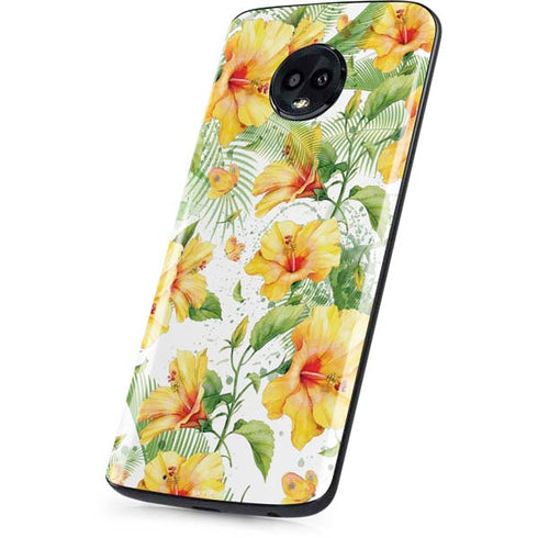 Yellow Hibiscus Moto G6 Skin
