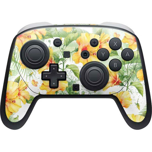 Yellow Hibiscus Nintendo Switch 2 (2025) Pro Controller Skin