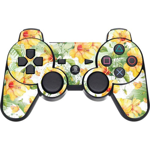Yellow Hibiscus PS3 Dual Shock wireless controller Skin