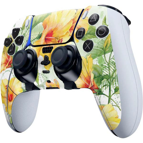 Yellow Hibiscus PS5 DualSense Edge Pro Controller Skin