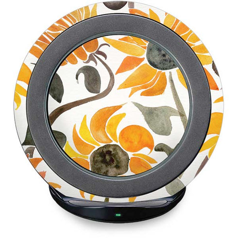 Yellow Sunflower by Cat Coq Fast Charge Wireless Charging Stand Skin