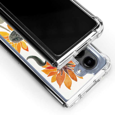 Yellow Sunflower by Cat Coq Galaxy Z Fold5 5G Clear Case