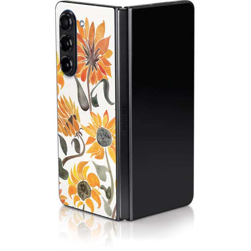 Yellow Sunflower by Cat Coq Galaxy Z Fold5 5G Skin