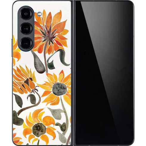 Yellow Sunflower by Cat Coq Galaxy Z Fold5 5G Skin