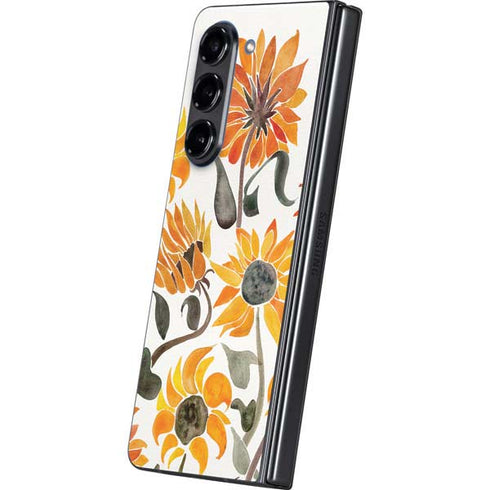 Yellow Sunflower by Cat Coq Galaxy Z Fold5 5G Skin