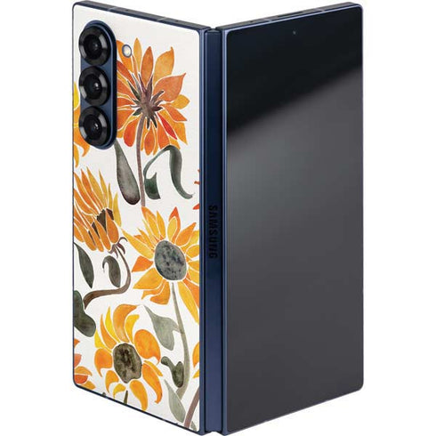 Yellow Sunflower by Cat Coq Galaxy Z Fold6 Skin