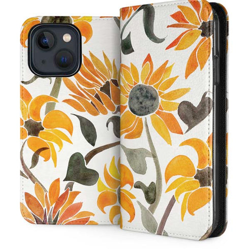 Yellow Sunflower by Cat Coq iPhone 15 Folio Case