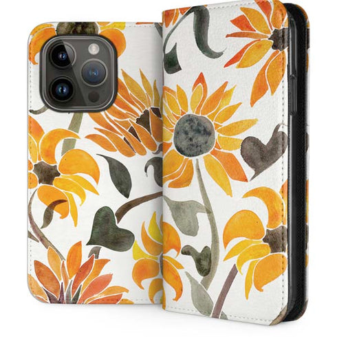 Yellow Sunflower by Cat Coq iPhone 15 Pro Folio Case