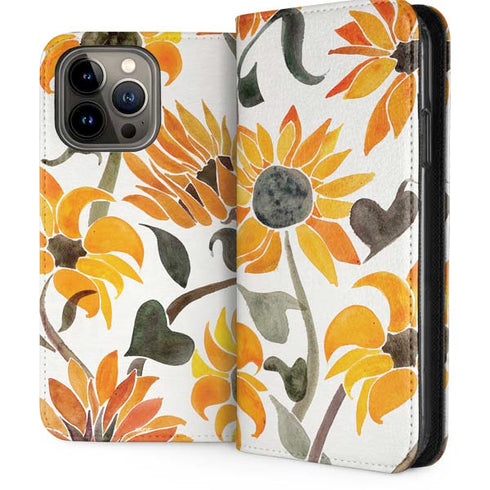 Yellow Sunflower by Cat Coq iPhone 15 Pro Max Folio Case