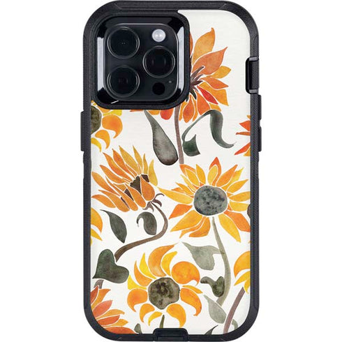 Yellow Sunflower by Cat Coq Otterbox Defender iPhone Skin