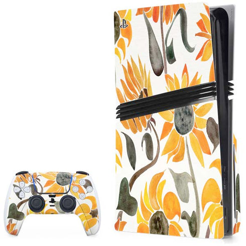 Yellow Sunflower by Cat Coq PS5 Pro Disk Bundle Skin