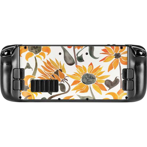 Cat Coq Yellow Sunflower Steam Deck Handheld Gaming Computer Skin