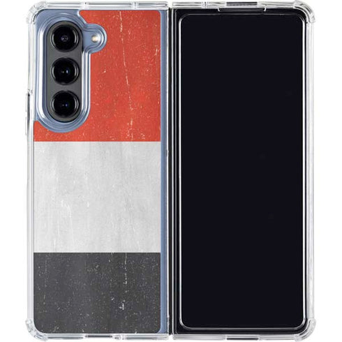 Yemen Flag Distressed Galaxy Z Fold5 5G Clear Case