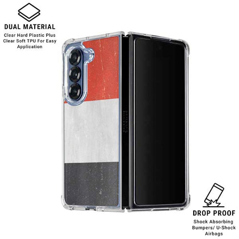 Yemen Flag Distressed Galaxy Z Fold7 Clear Case