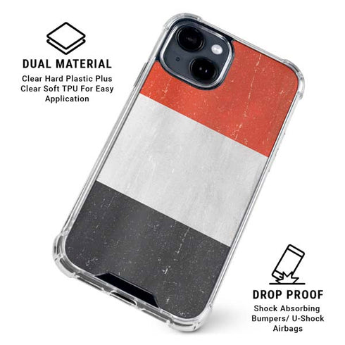 Yemen Flag Distressed iPhone 15 Clear Case
