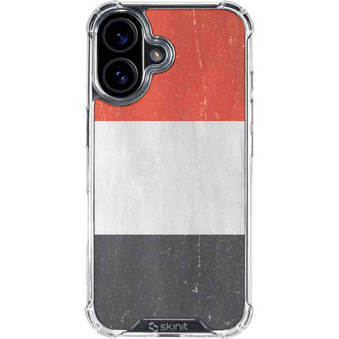 Yemen Flag Distressed iPhone 16 Plus Clear Case