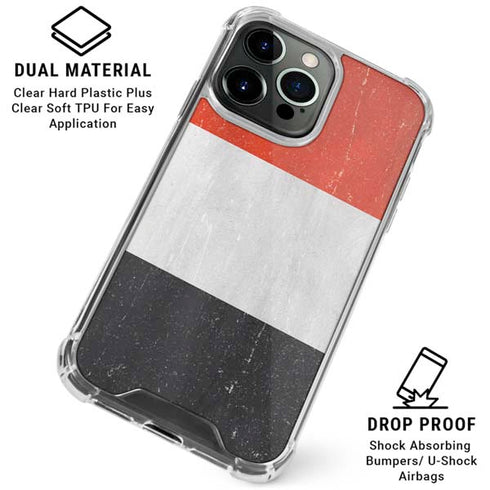 Yemen Flag Distressed iPhone 16 Pro Clear Case