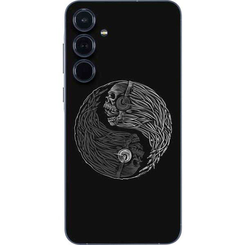 Liquid Blue Yin Yang Music Skulls Galaxy A35 5G Skin