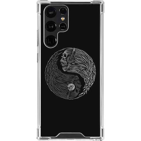 Liquid Blue Yin Yang Music Skulls Galaxy S23 Ultra Clear Case