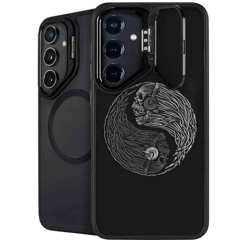 Liquid Blue Yin Yang Music Skulls Galaxy S24 FE Kickstand Case