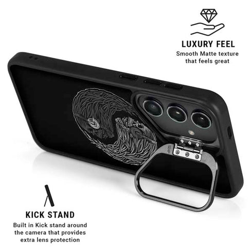 Liquid Blue Yin Yang Music Skulls Galaxy S25 Kickstand Case