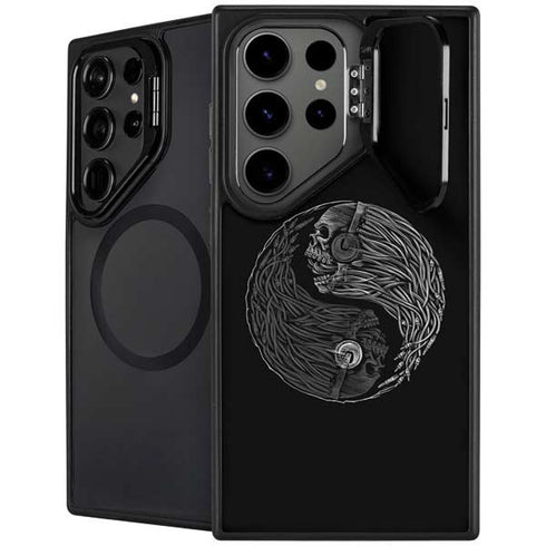 Liquid Blue Yin Yang Music Skulls Galaxy S25 Ultra Kickstand Case