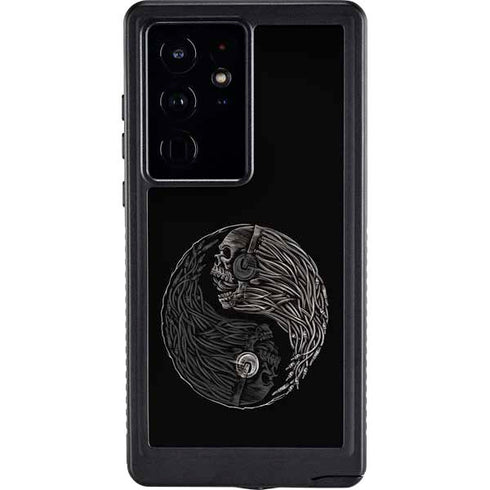 Liquid Blue Yin Yang Music Skulls Galaxy S24 Ultra Waterproof Case