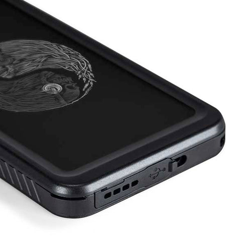 Liquid Blue Yin Yang Music Skulls Galaxy S24 Waterproof Case